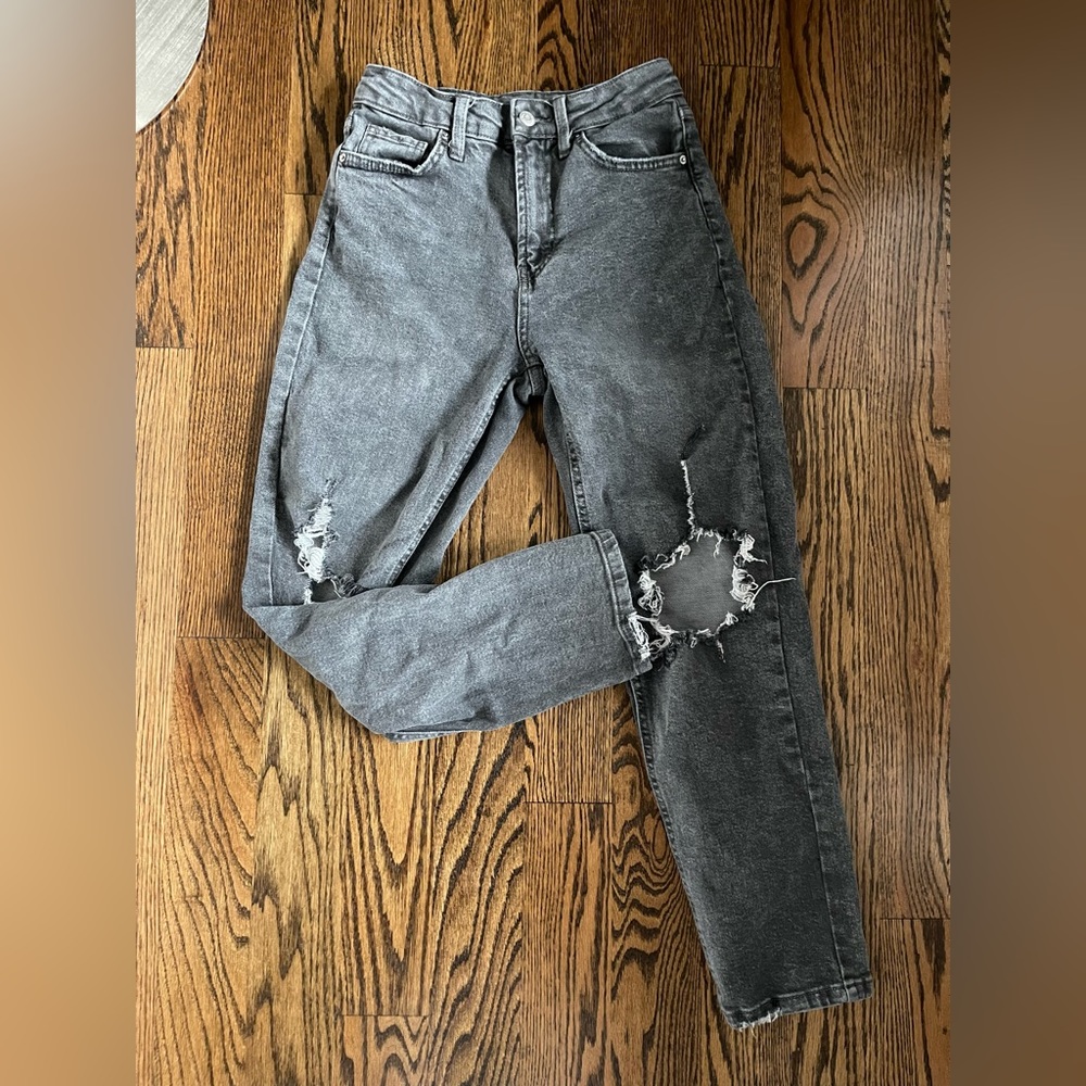 Wild Fable high rise black ankle mom jeans distressed 0